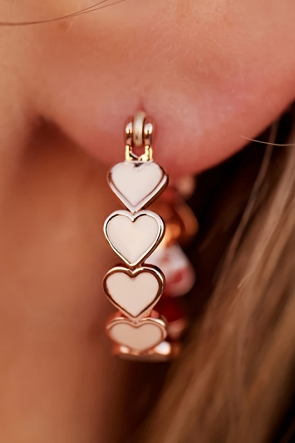 White Heart Shape Plated Alloy Small Hook Earrings - Image 3