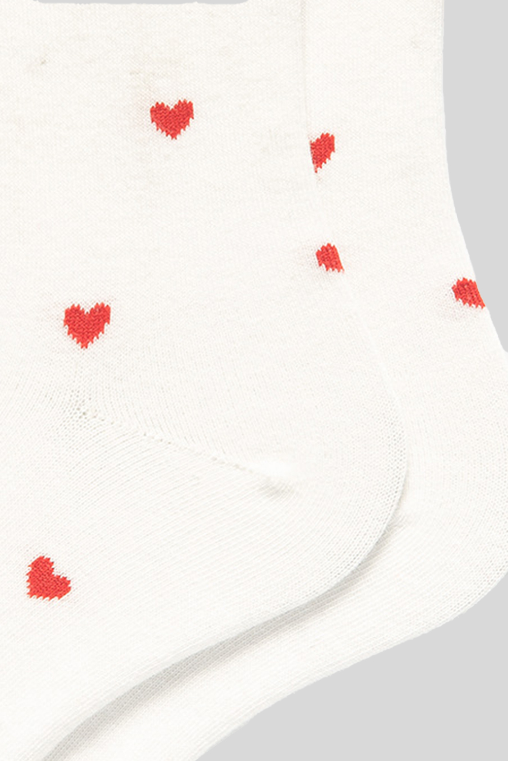 White Valentines Heart Pattern Crew Socks - Image 4