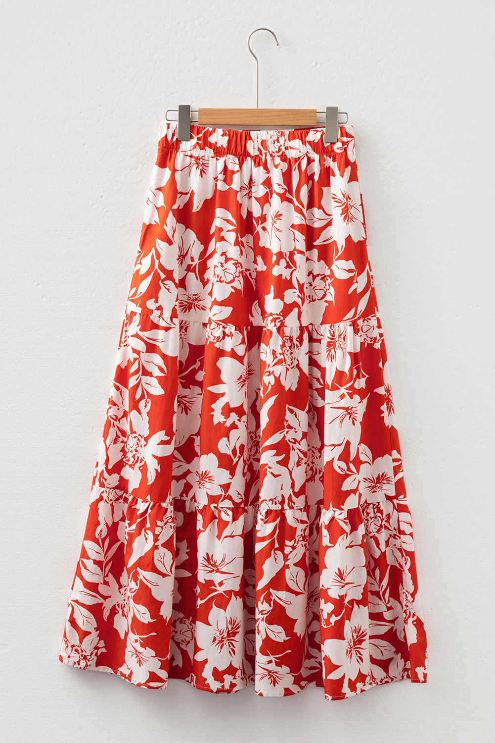 Red High Split Floral Western Cowgirl Maxi Skirt - Image 3