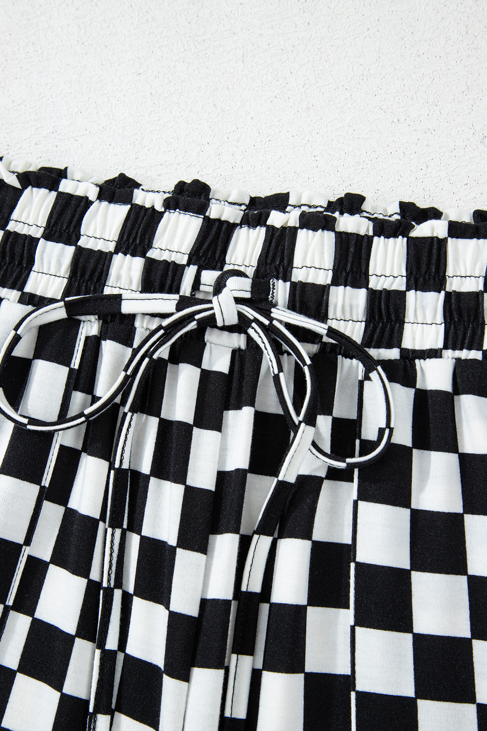 Black Checkered Print Long Sleeve Top and Pants Lounge Set - Image 8