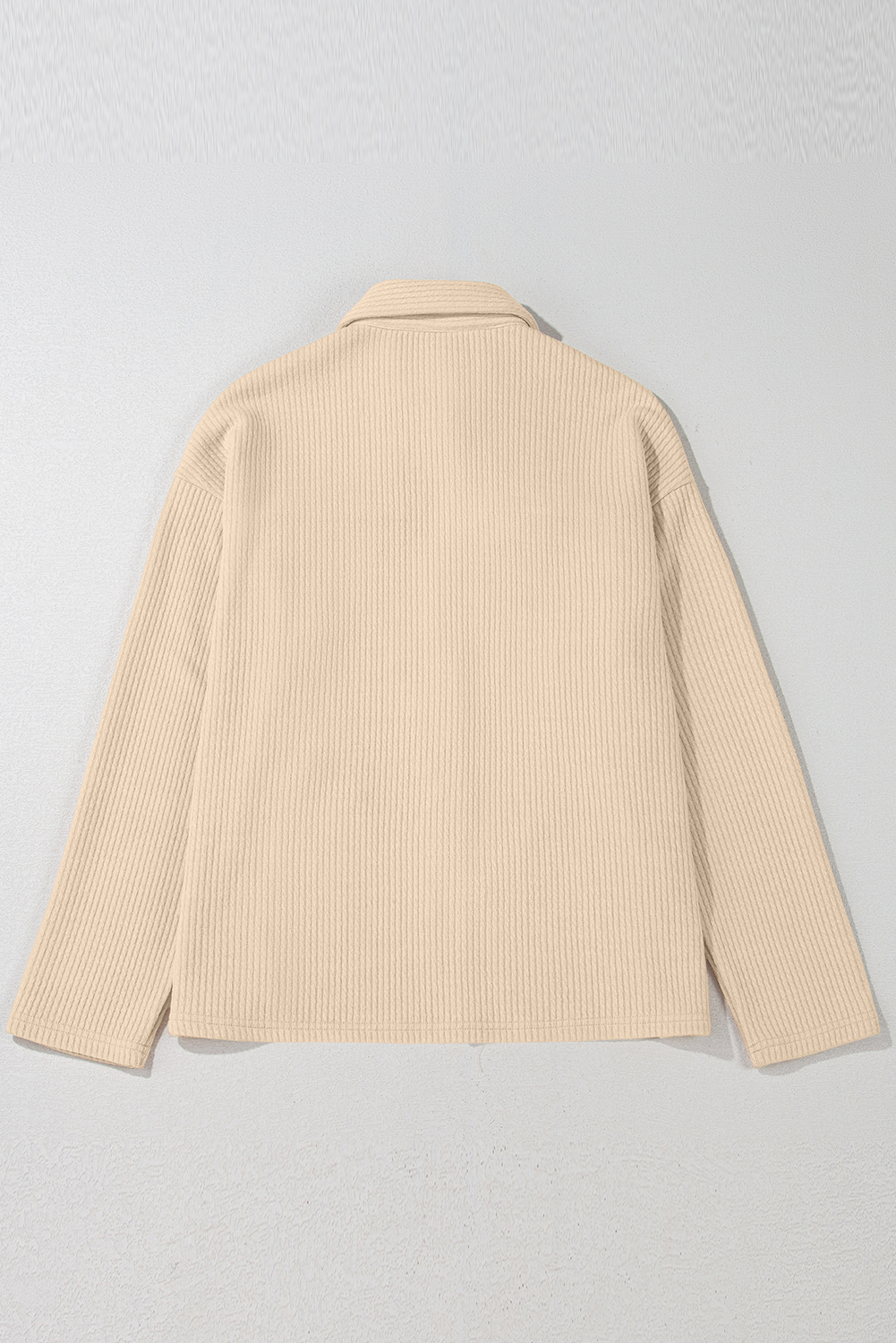 Apricot Solid Color Corduroy Buttoned Long Sleeve Shacket - Image 5