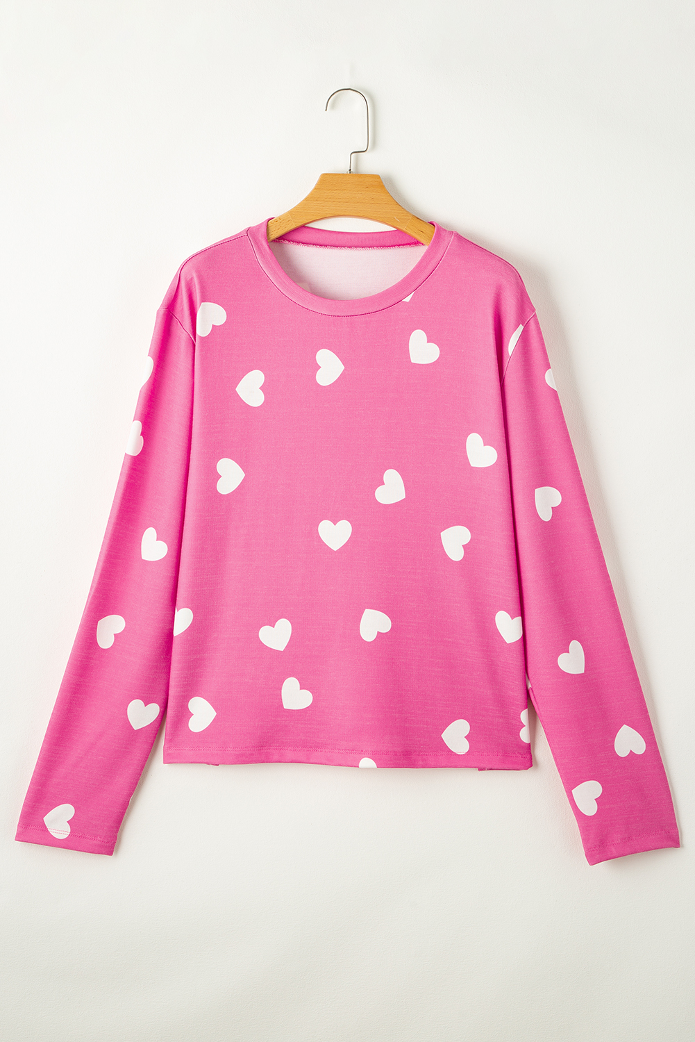 Pink Valentine Heart Print Long Sleeve Tee and Shorts Lounge Set - Image 7