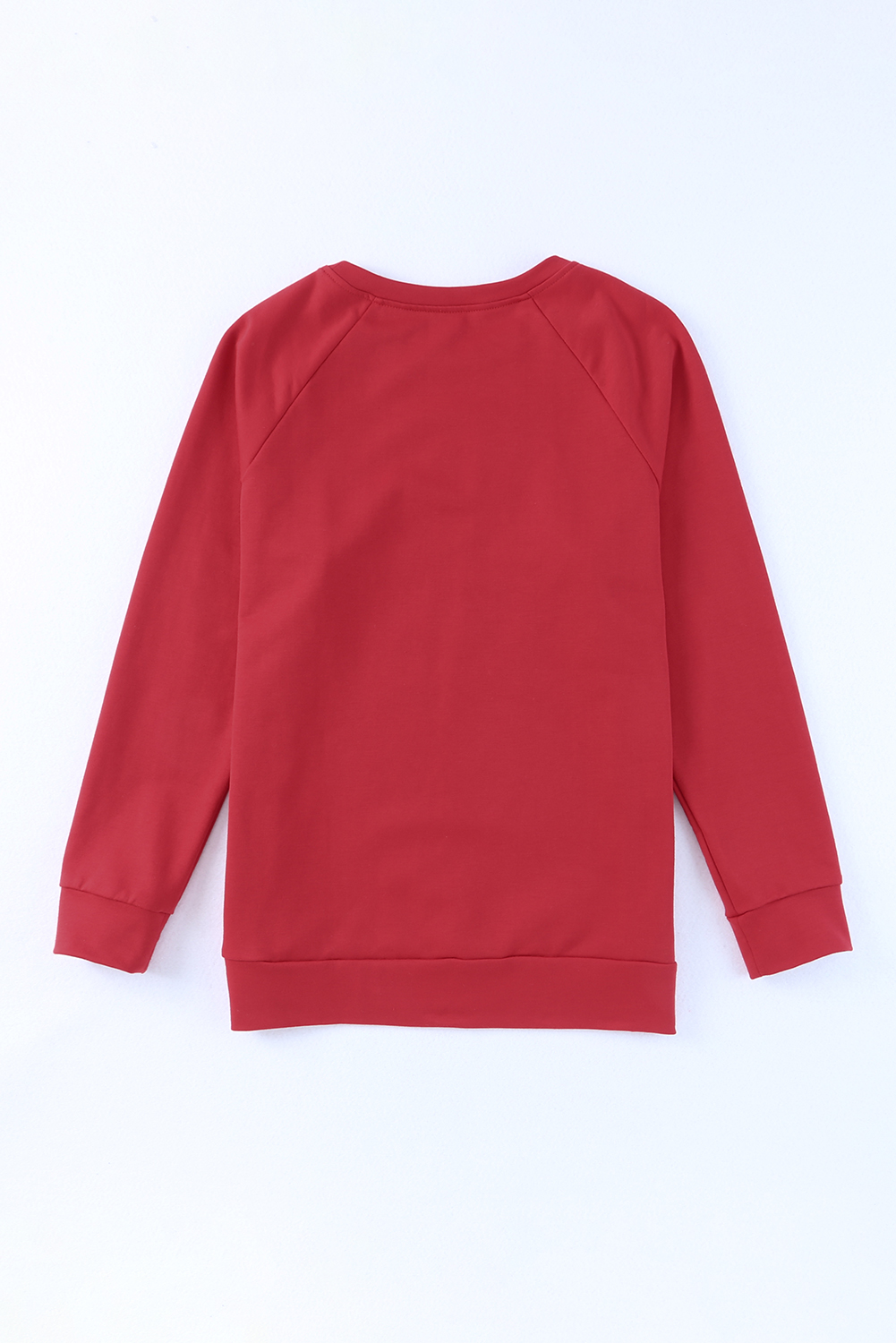 Fiery Red Solid Round Neck Raglan Sleeve Sweatshirt - Image 8