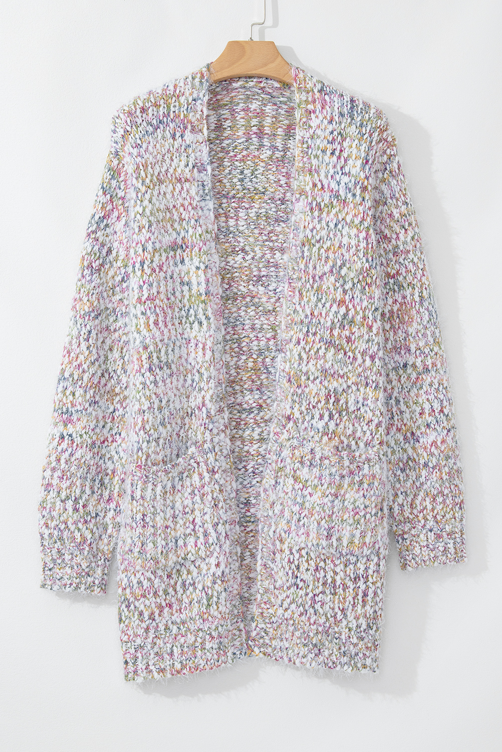Yellow Multicolor Confetti Open Front Knit Cardigan - Image 3