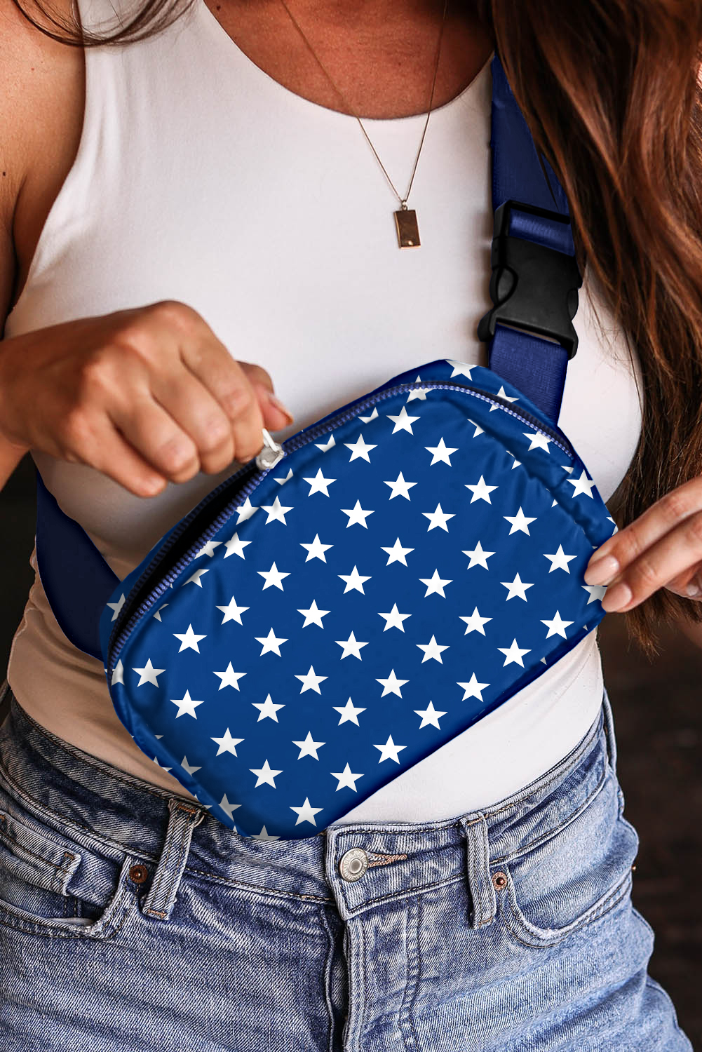 Bluing Independent Day Flag Star Printed Crossbody Bag - Image 3