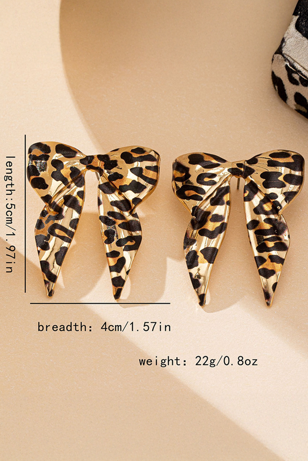Gold Leopard Print Bow Knot Shape Plated Alloy Earrings - Image 7