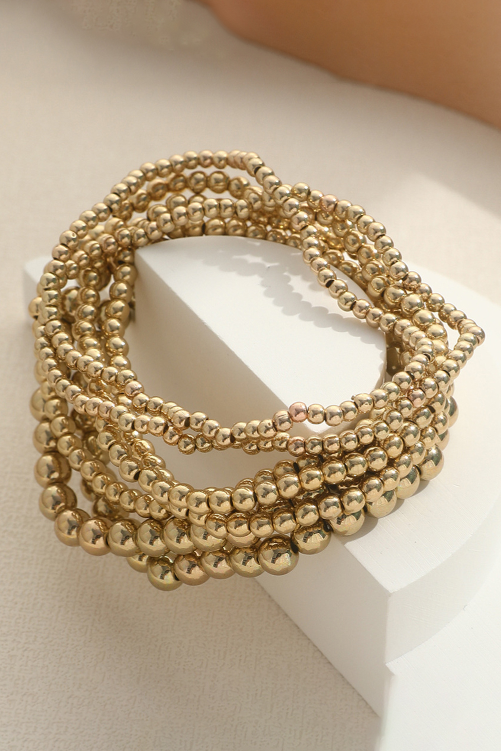Gold 7pcs/Set Minimalist Plated Beaded Luxury Bracelet Set - Image 5