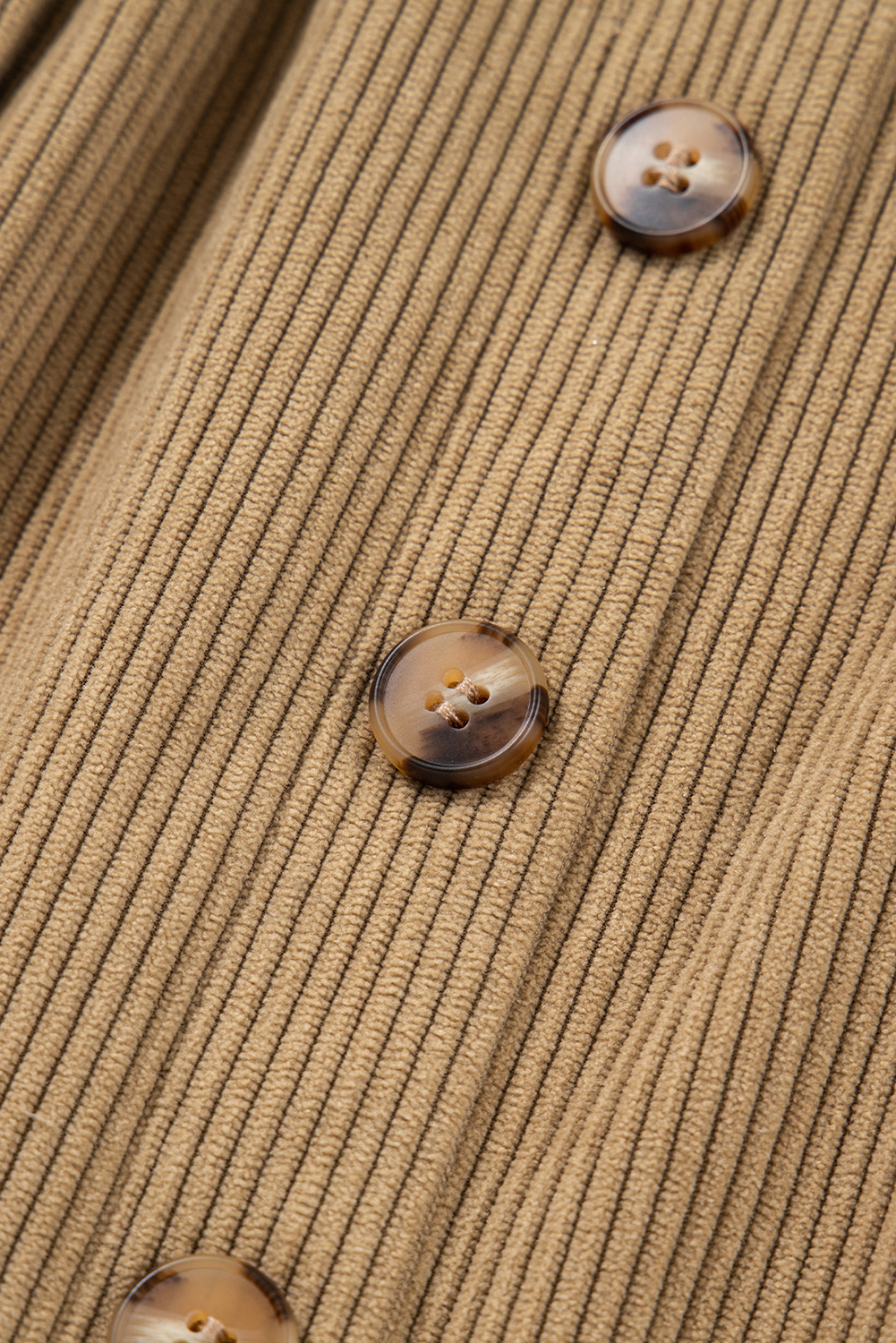 Camel Corduroy Buttoned Front Faux Pockets Mini Skirt - Image 5