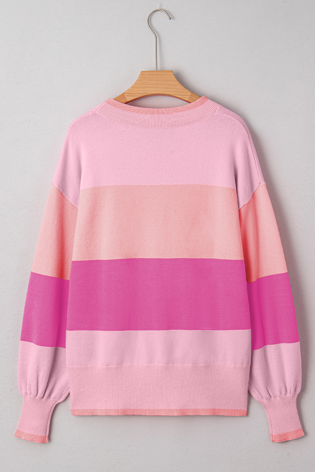 Pink Sequined HOLLY JOLLY Color Block Crew Neck Sweater - Image 6