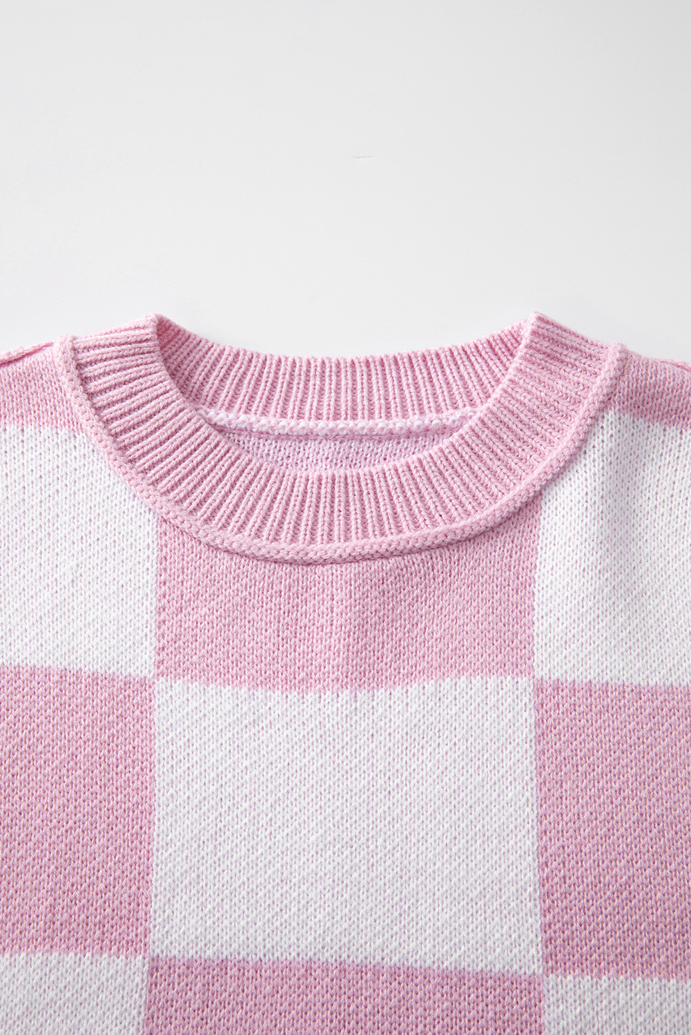 Pink Checkered Bishop Sleeve Sweater - Image 7