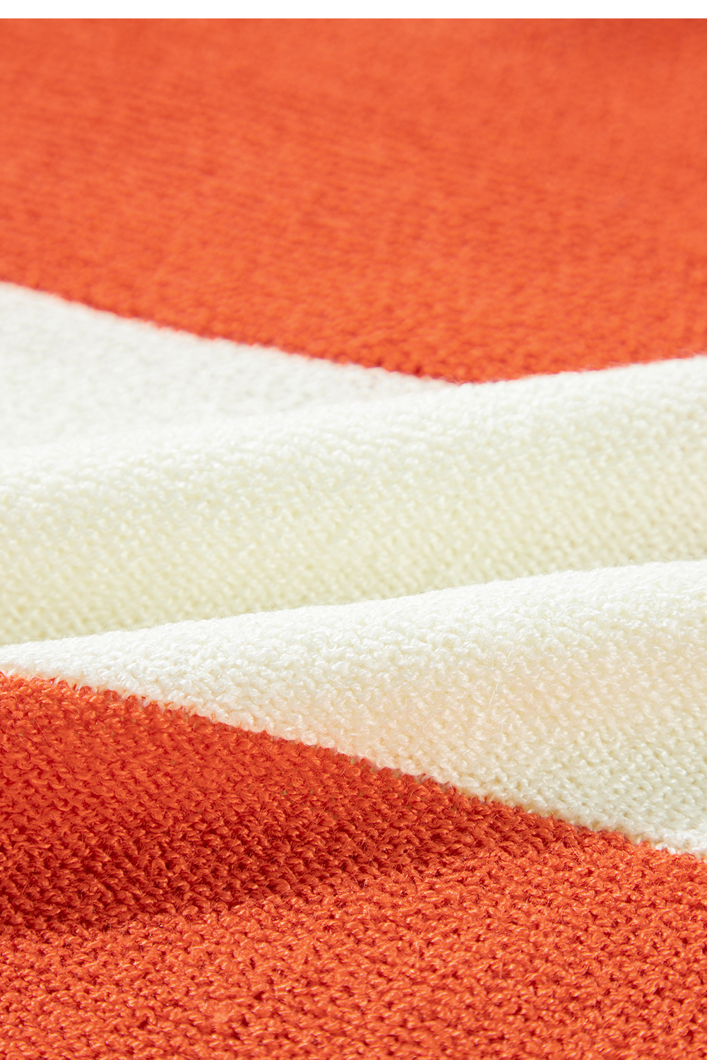 Orange Stripe Loose Color Block Drop Shoulder Bubble Sleeve Sweater - Image 6