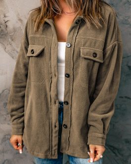 Turn Down Collar Buttoned Shirt Jacket