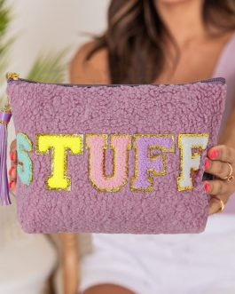 Phalaenopsis Sparkle Letter Pattern Tassel Zipper Makeup Bag