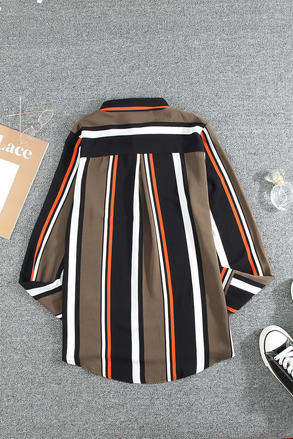 Black Brown Striped Modern Women Shirt - Image 7