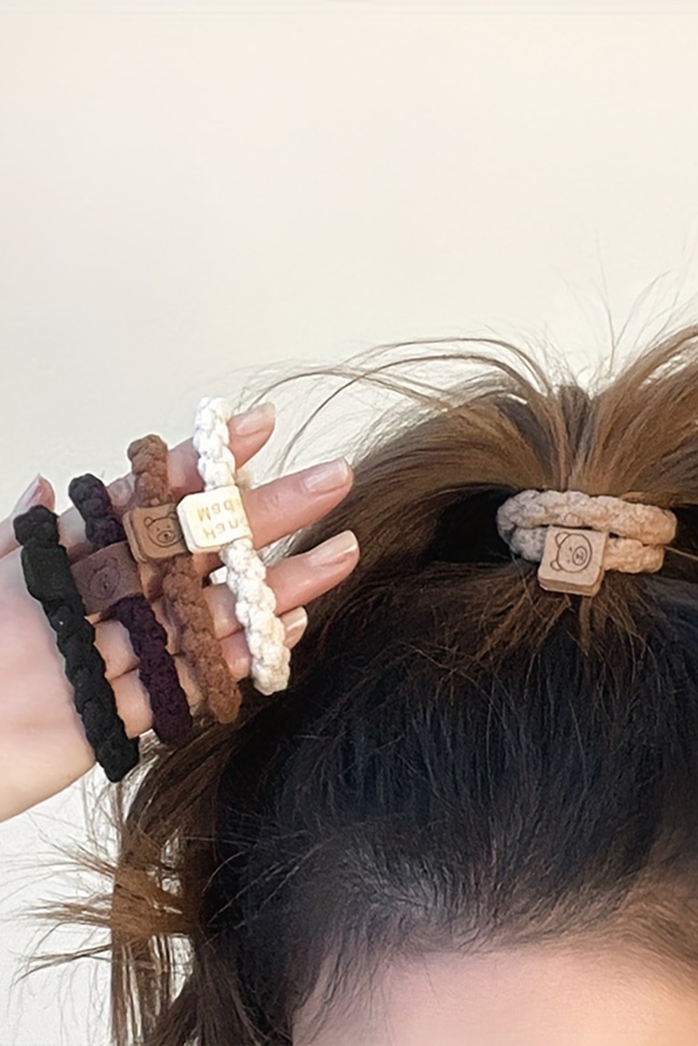 Chestnut 5pcs Smile Face Decor Braided Hair Ties - Image 5