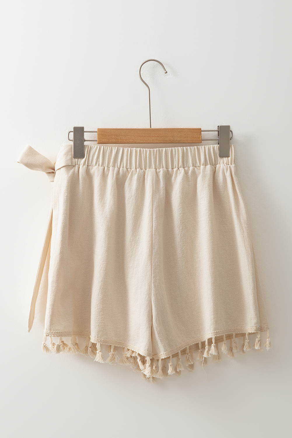 Apricot Tassel Trim Wrap Knot Side Bohemian Style Mini Skort - Image 8