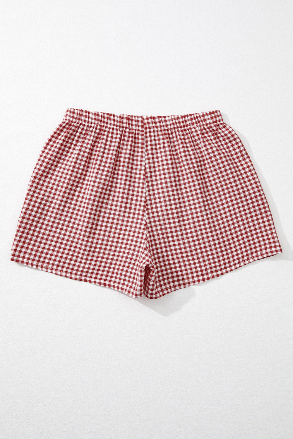Red Gingham Printed High Waist Shorts - Image 7