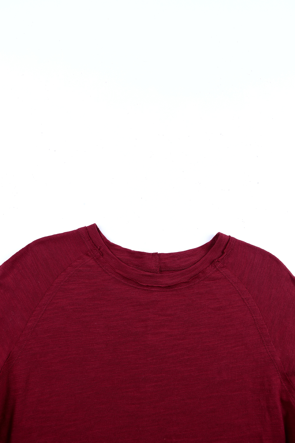 Fiery Red Solid Crew Neck Long Sleeve Top - Image 8