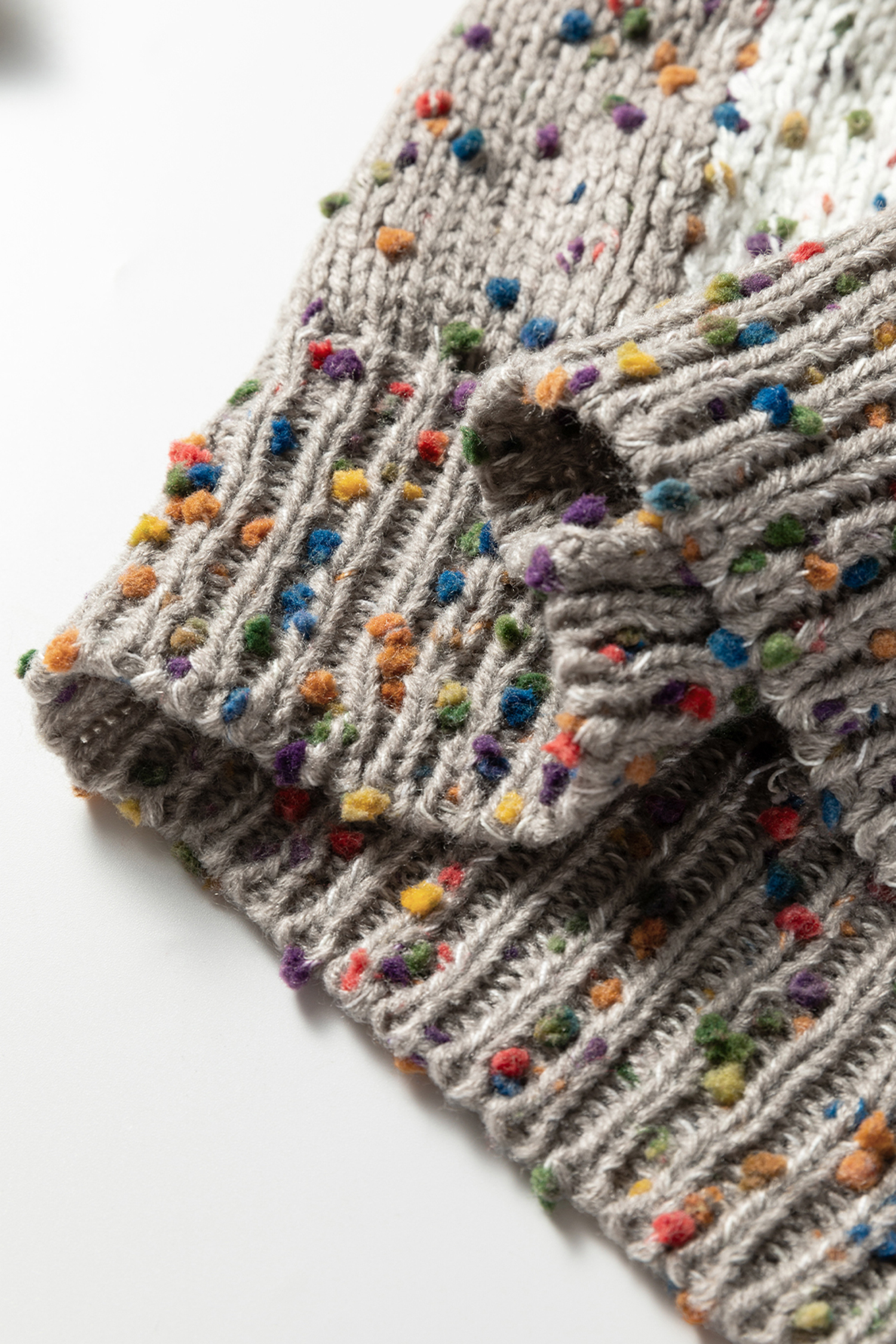 Brown Confetti Dot Checkered Print Open Cardigan with Pockets - Image 10