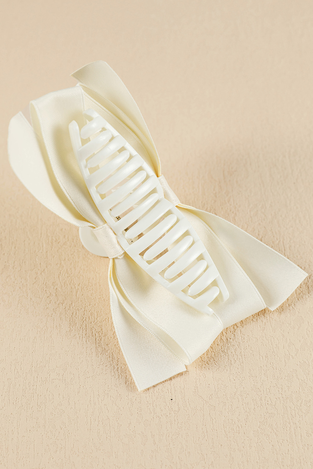 White Bow Decor Large Hair Claw Clip - Image 3