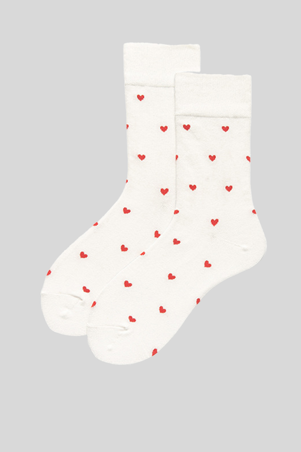 White Valentines Heart Pattern Crew Socks - Image 2