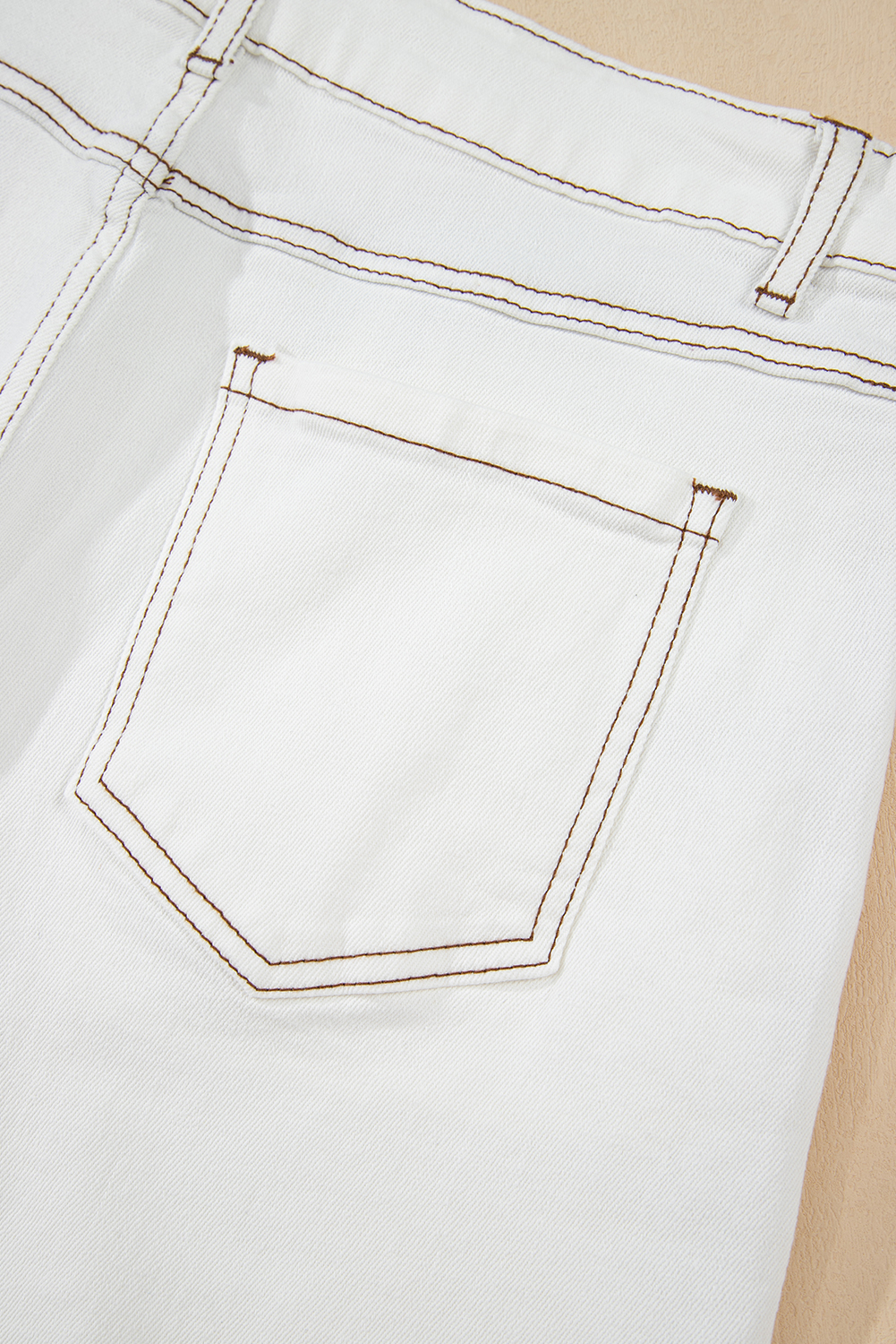 White Raw Hem High Waist Denim Shorts - Image 6