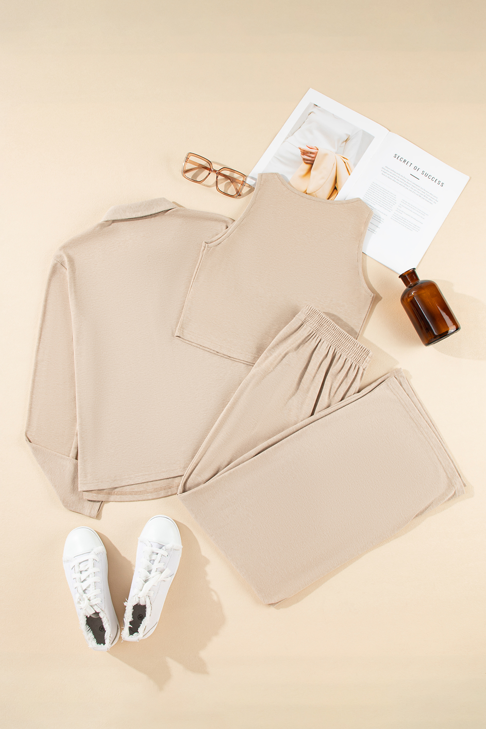 Oatmeal 3-Piece Cozy Knit Lounge Set - Image 5