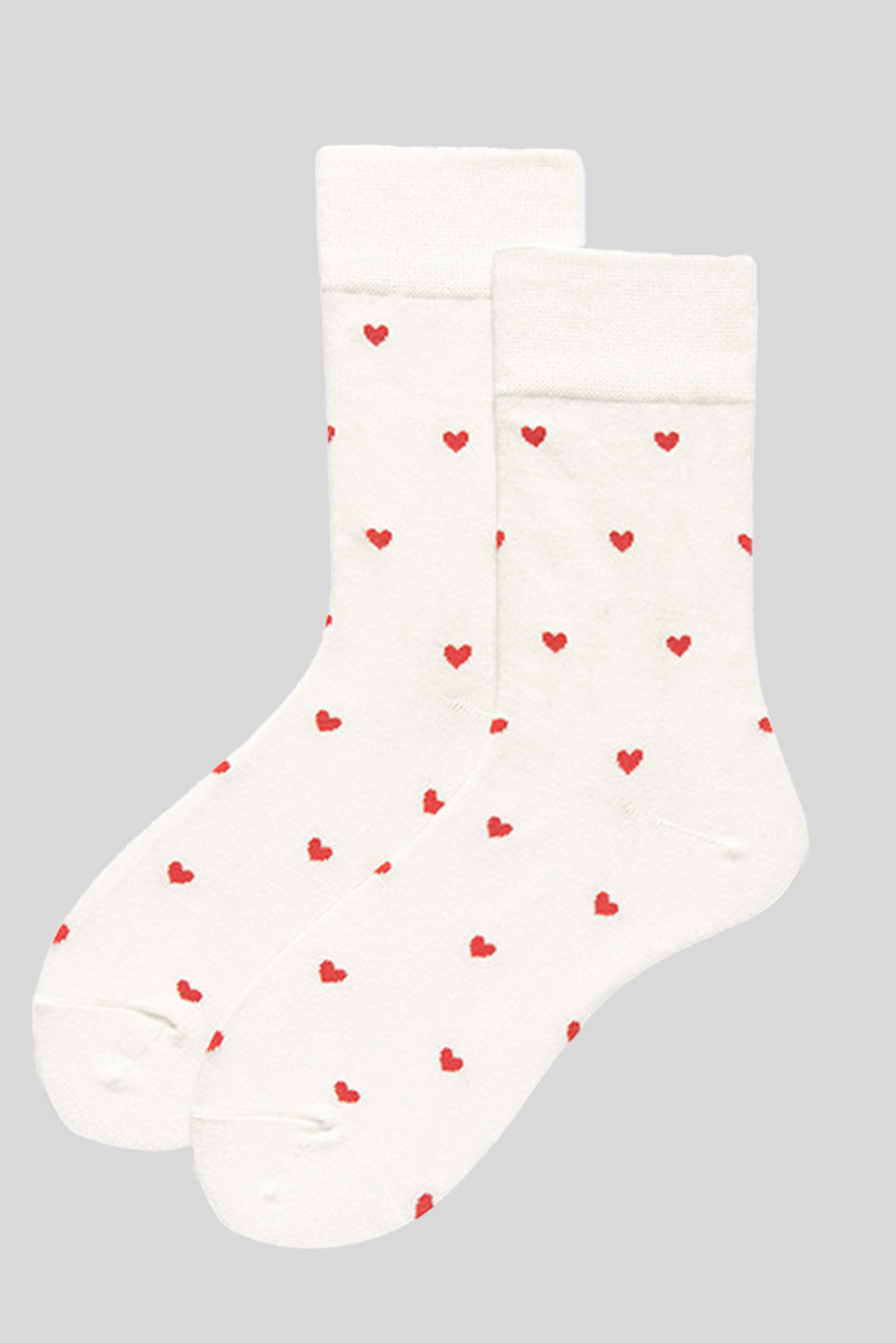 White Valentines Heart Pattern Crew Socks - Image 6