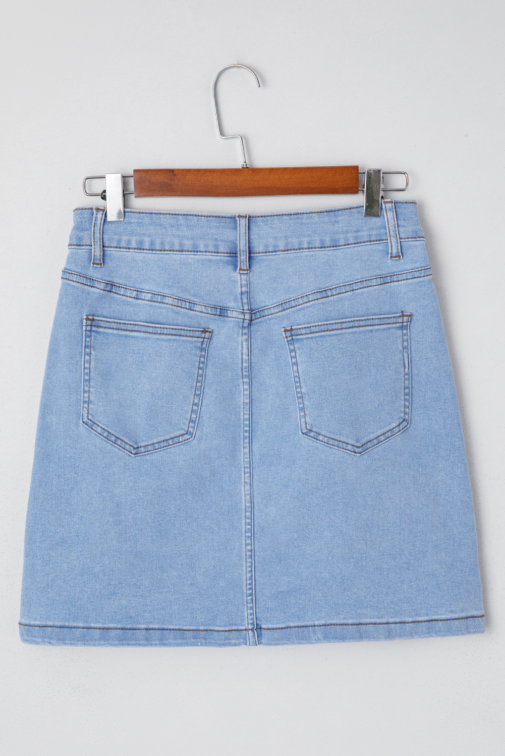 Beau Blue Western Embroidered Denim Mini Skirt - Image 4