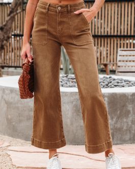 Breen Cropped High Rise Wide Leg Jeans