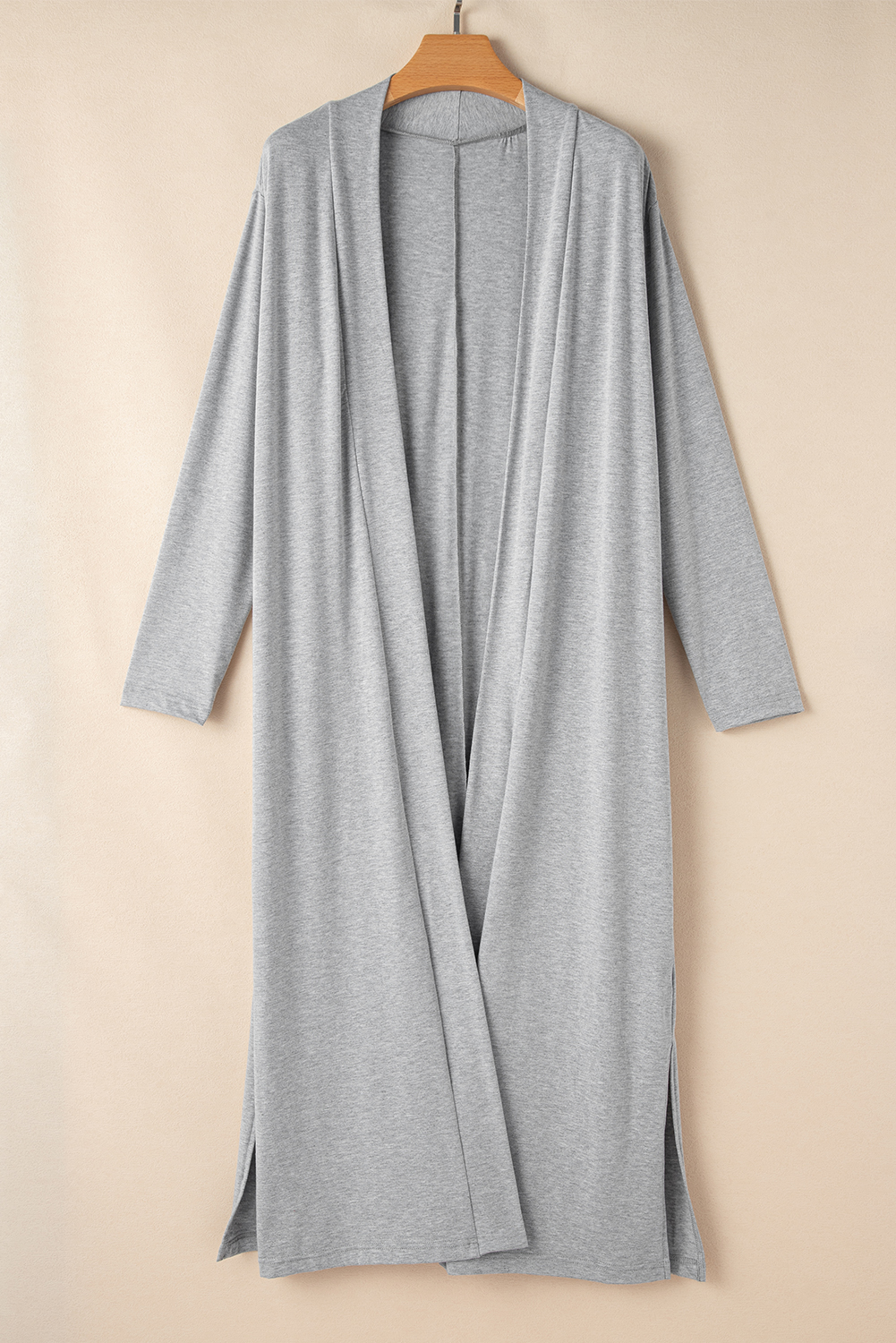 Light Grey Split Long Cardigan and Skinny Pants Lounge Set - Image 7