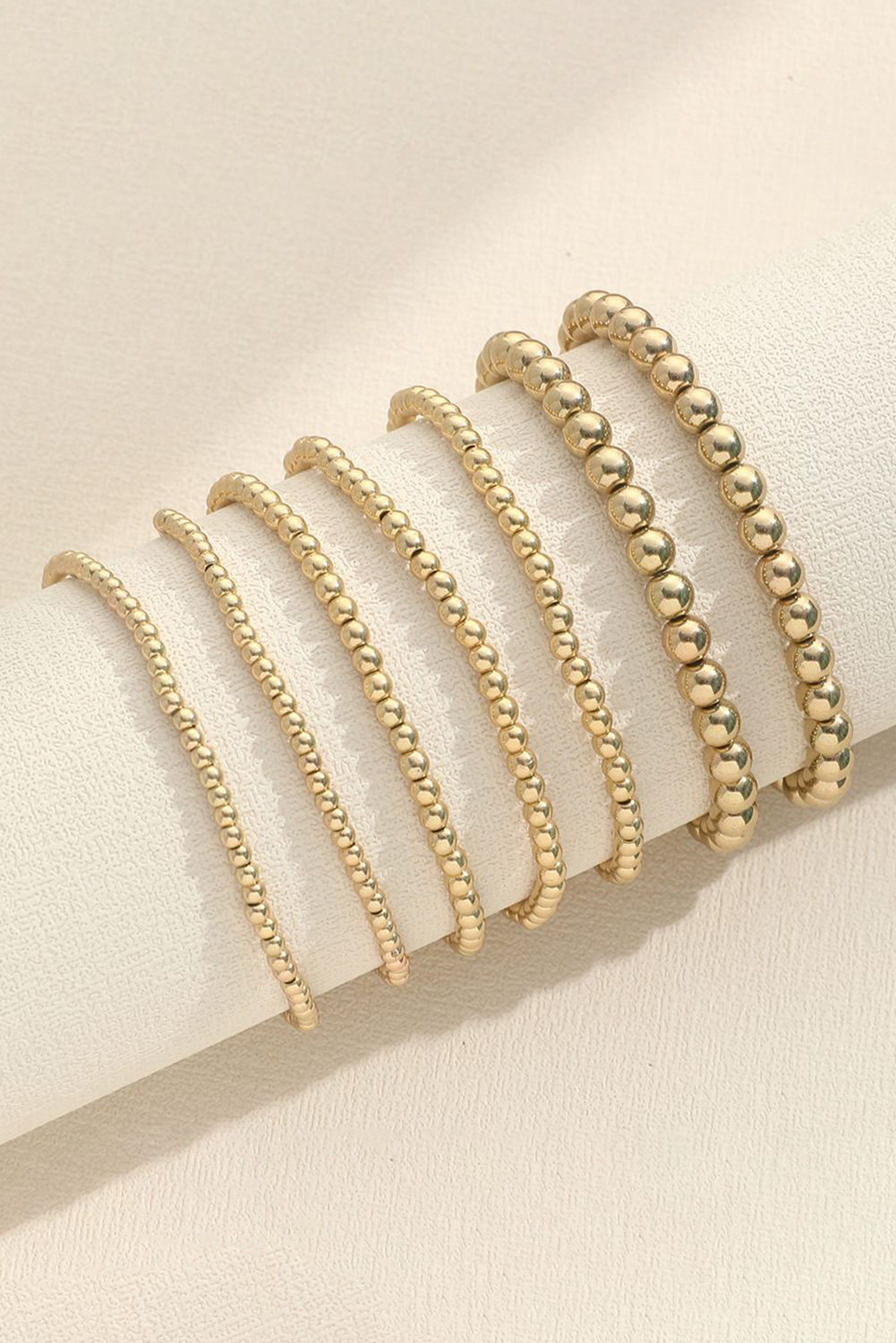 Gold 7pcs/Set Minimalist Plated Beaded Luxury Bracelet Set - Image 3