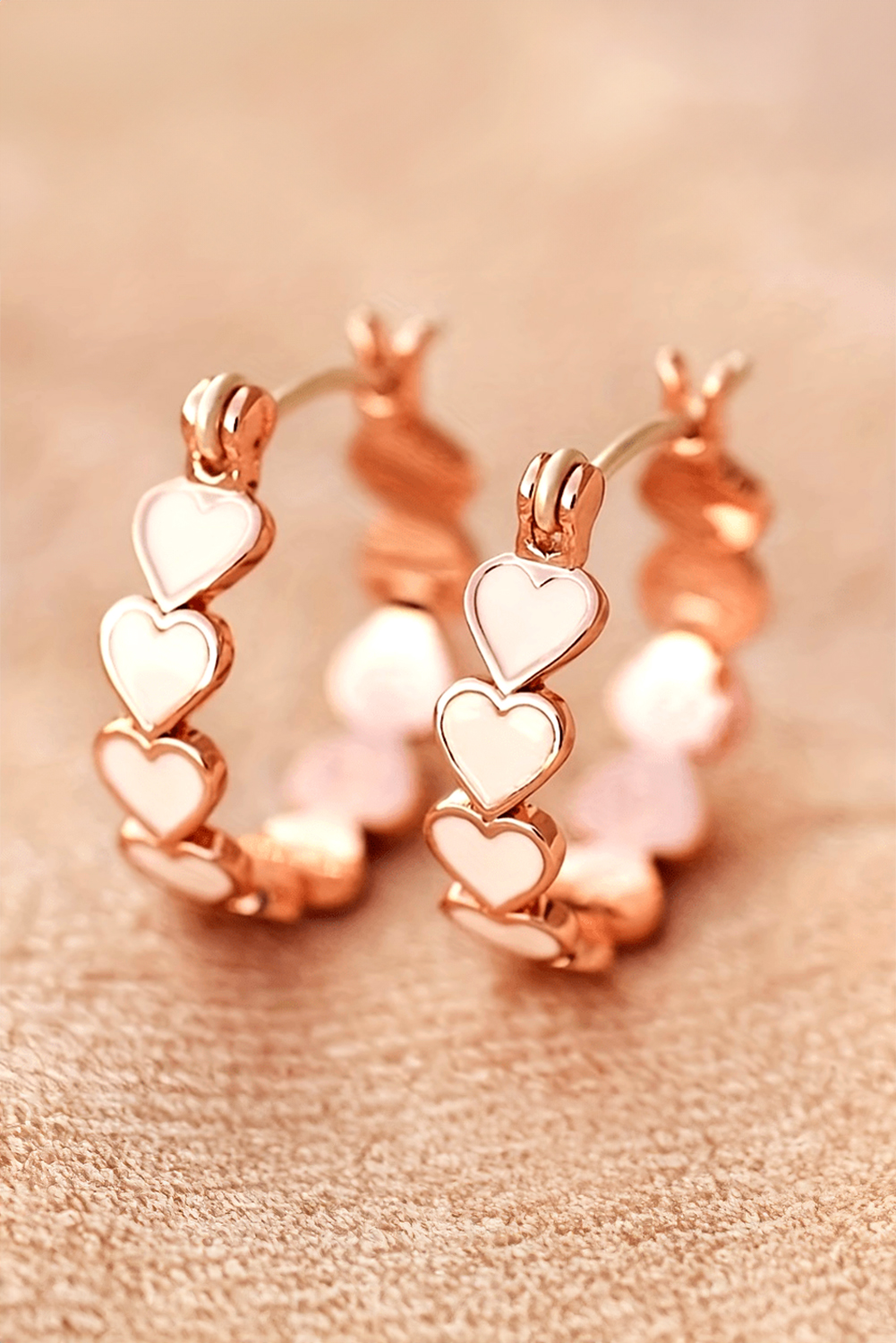 White Heart Shape Plated Alloy Small Hook Earrings - Image 2