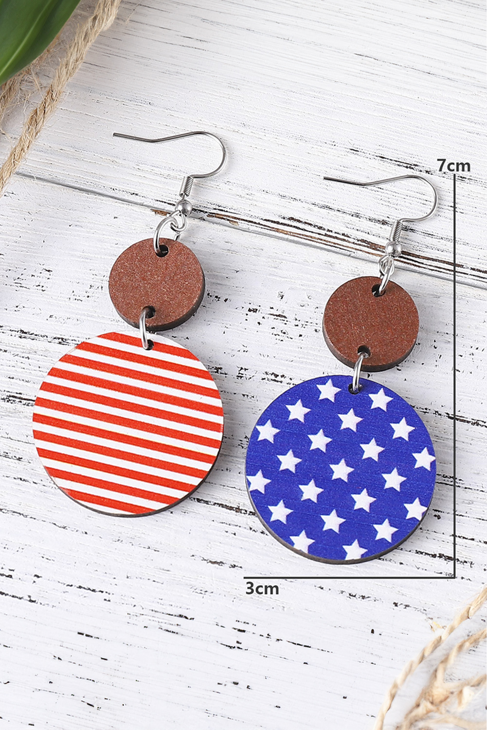 Dark Blue 4th of July Wooden Flag Earrings - Image 4