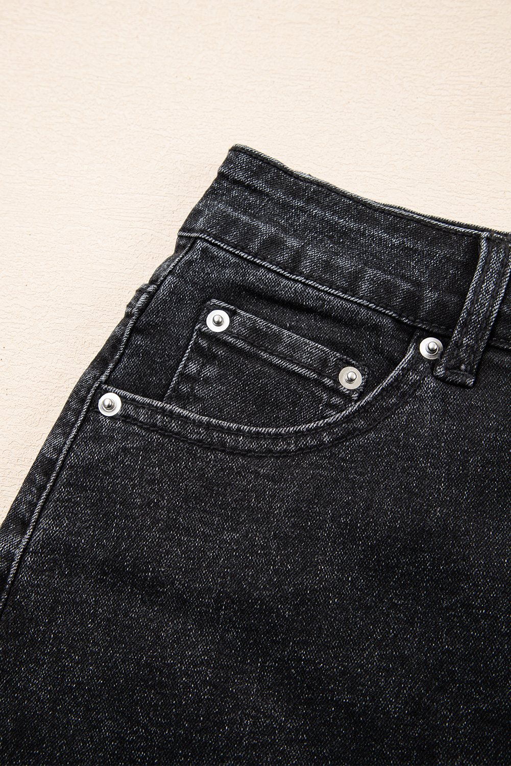 Carbon Grey Mineral Wash Ripped Raw Hem Denim Mini Skirt - Image 8