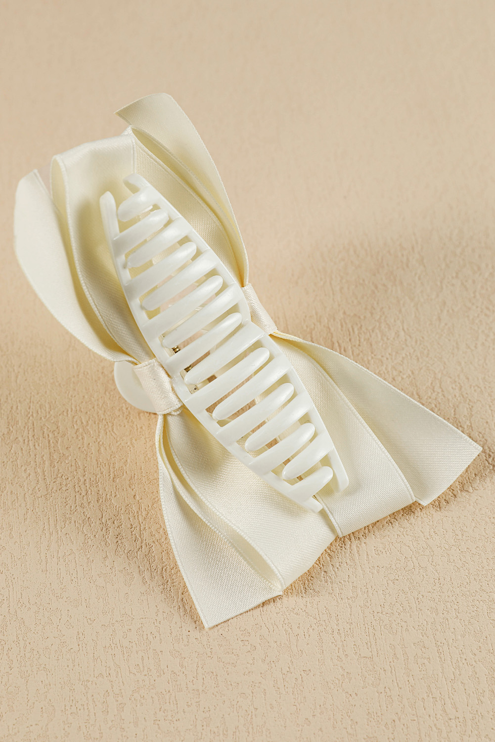 White Bow Decor Large Hair Claw Clip - Image 2