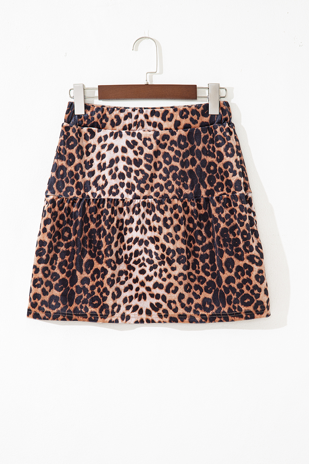 Brown Leopard Tiered Patchwork Hot Mini Skirt - Image 3
