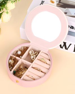 Light Pink Jewelry Organizer Cases with Mirror