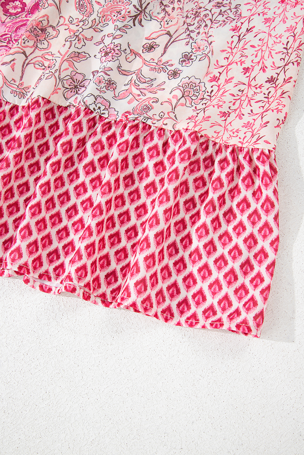 Red Boho Pattern Print Tassel Drawstring Elastic Waistband Maxi Skirt - Image 7