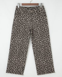 Yellow Leopard Straight Loose Leg Jeans