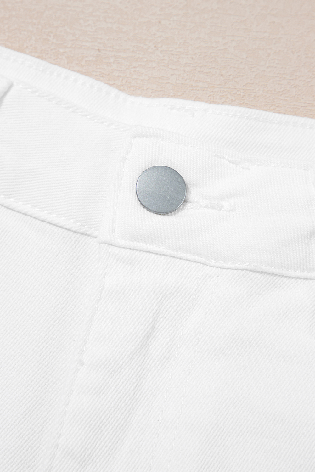 White Scalloped Hemline Acid Wash High Waist Denim Shorts - Image 8