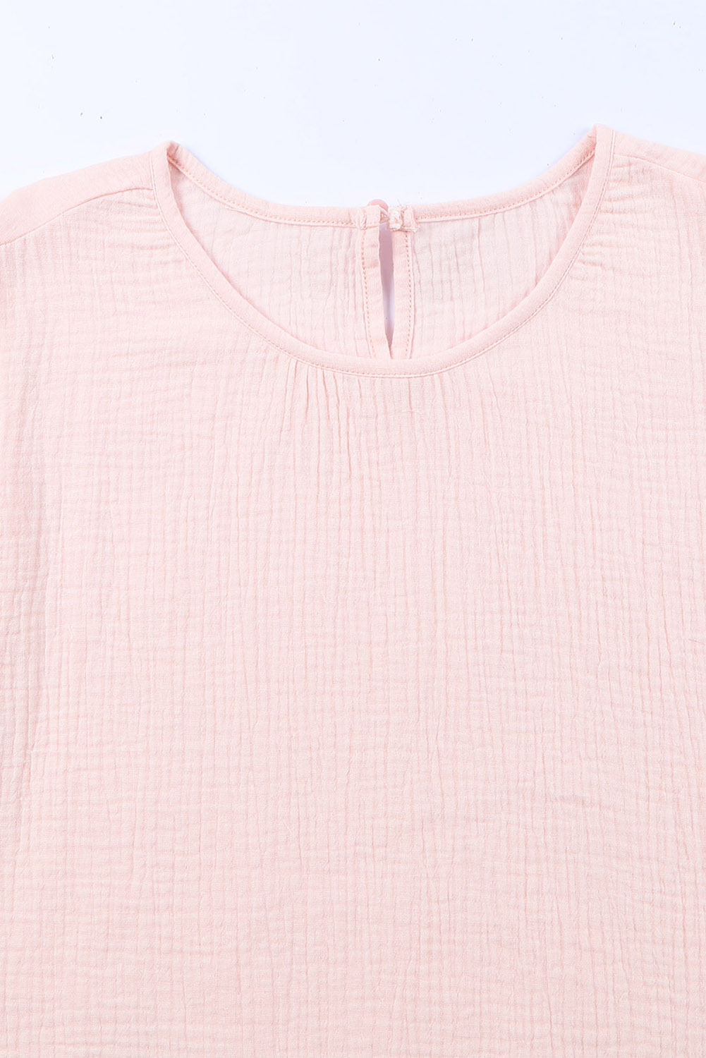 Pink Textured Tiered Ruffled Short Sleeve Blouse - Image 8