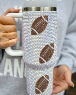 White Game Day Rugby Football 40oz Tumbler