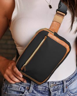 Black Adjustable Strap Mini PU Leather Crossbody Bag