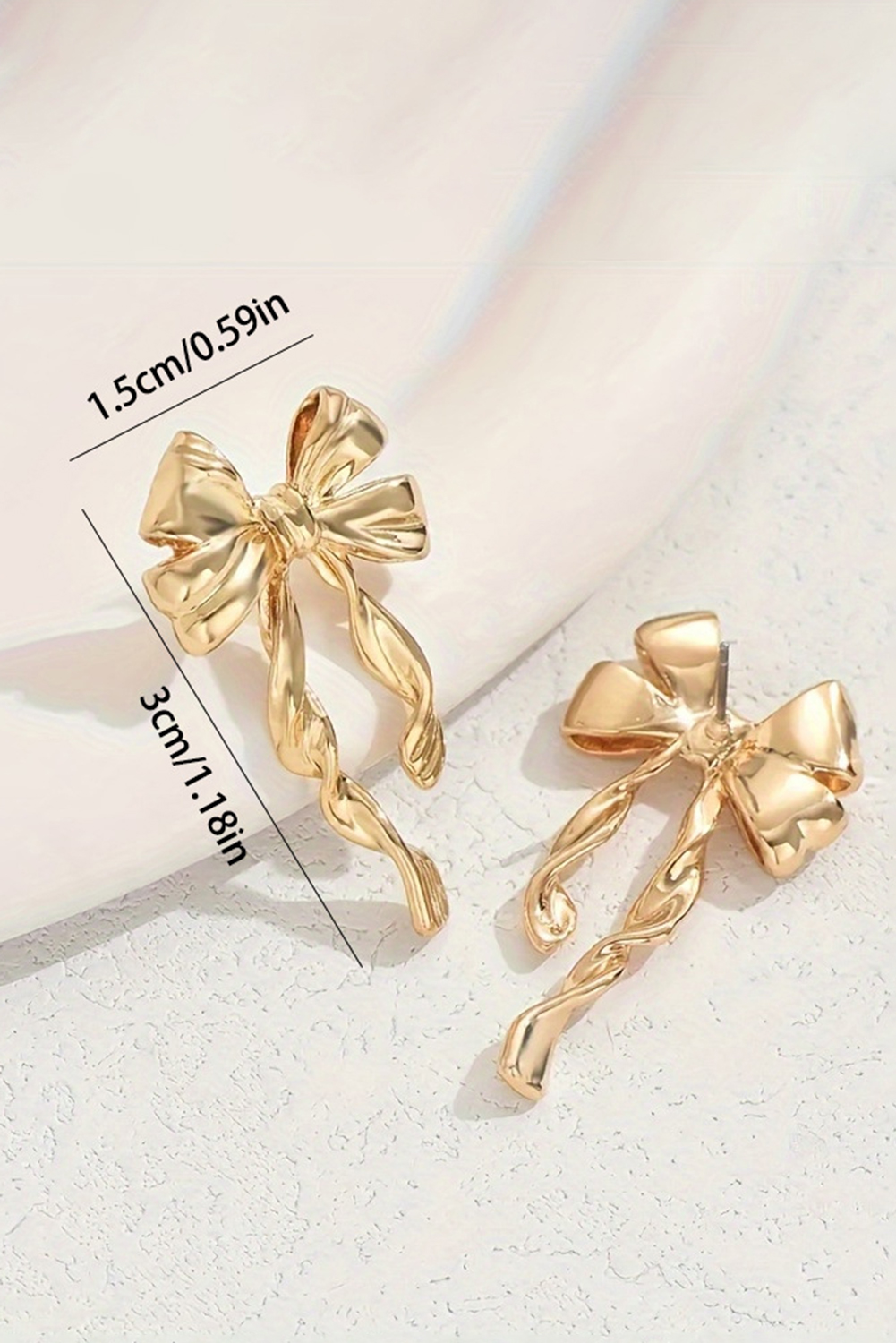 Gold Bow Knot Plated Alloy Stud Earrings - Image 5