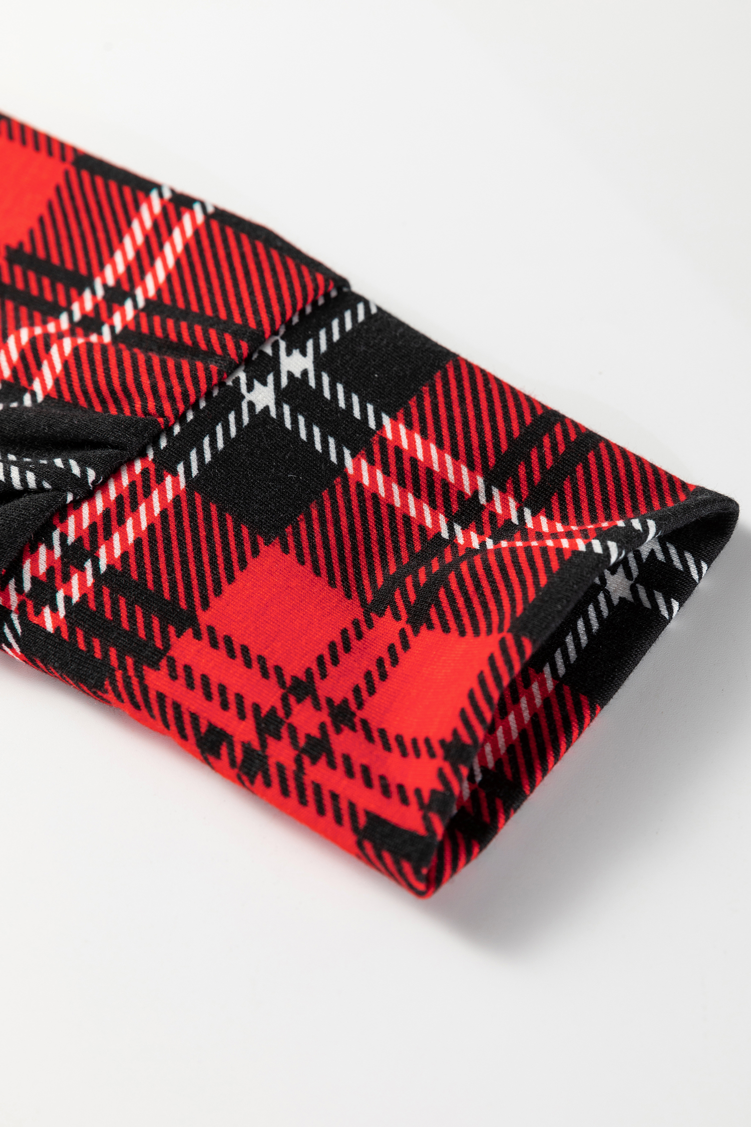 Red Festive Plaid Print Round Neck Long Sleeve and Pants 2 Piece Lounge Set - Image 12