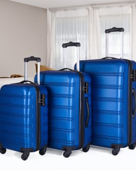 Blue 3 Piece Luggage Set Hardside Spinner Suitcase with TSA Lock 20" 24' 28" Available